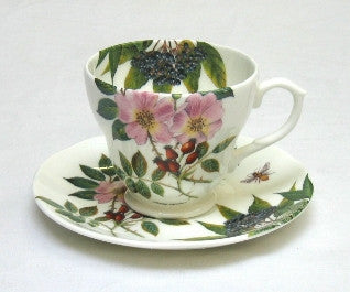 Tea Flower Cup and Saucer with Rose Hip & Elderflower