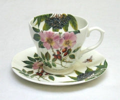 Tea Flower Cup and Saucer with Rose Hip & Elderflower